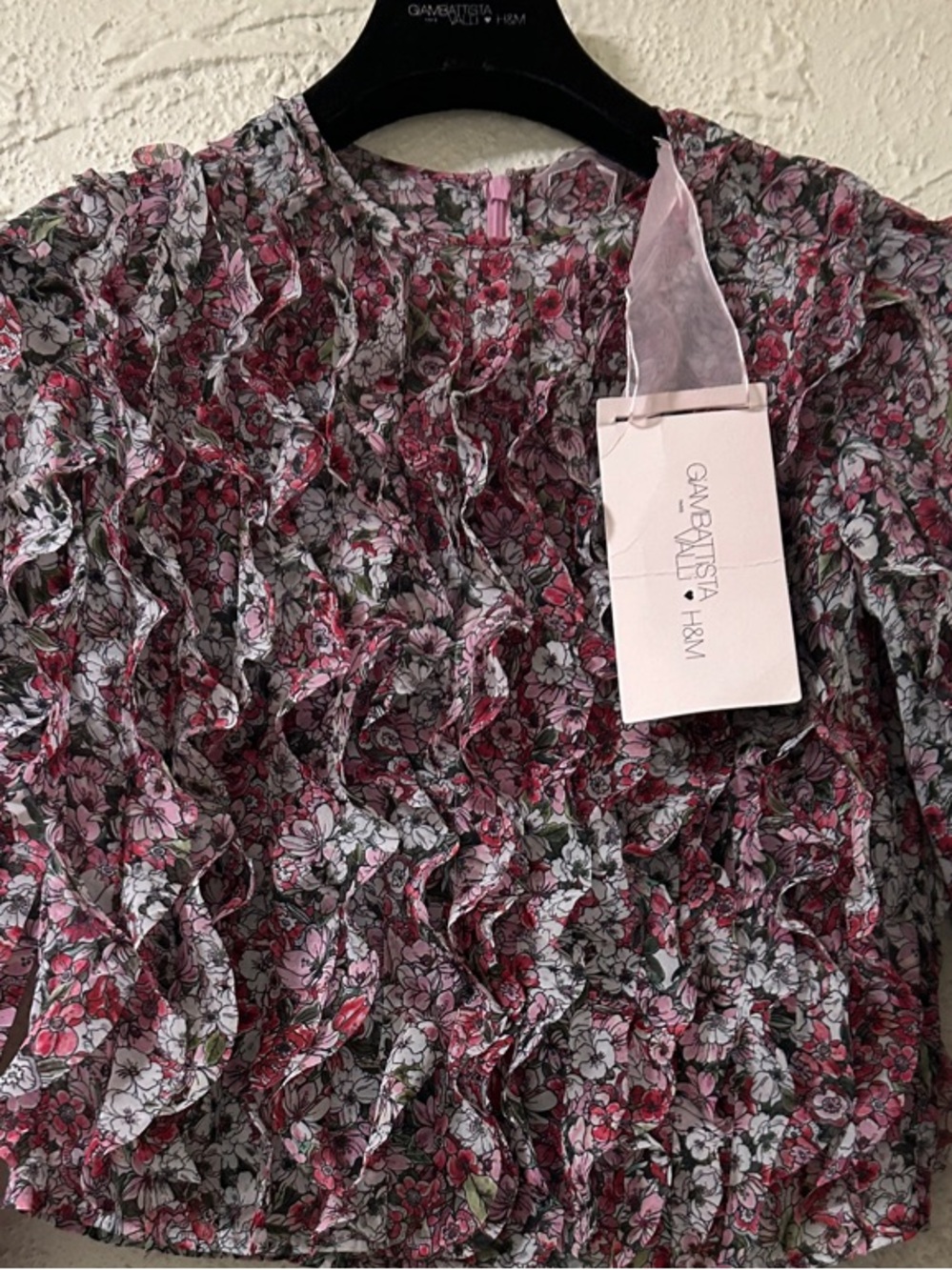 Giambattista x H&M Pink Floral Ruffle Crop Top Size 0 BRAND NEW WITH TAG RARE